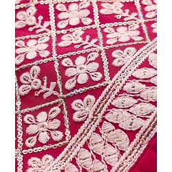 Babyhug Woven Sleeveless  Full Length Sequin Embroidered Ethnic Dress - Dark Pink