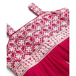 Babyhug Woven Sleeveless  Full Length Sequin Embroidered Ethnic Dress - Dark Pink