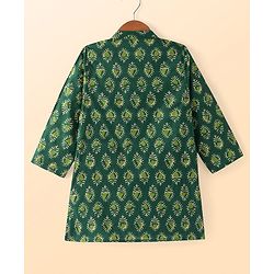 Babyhug Cotton Woven Full Sleeves Printed Kurta Pyjama Set -Green