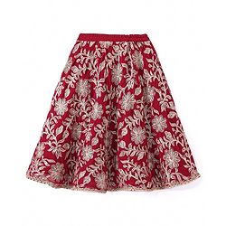 Babyhug Woven Half Sleeves Floral & Sequined Embroidered Choli Lehenga Set with Dupatta - Fuschia