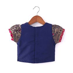 Babyhug Short Sleeves Floral Embroidered Pattu Pavada Lehenga Choli Set With Dupatta - Fuschia