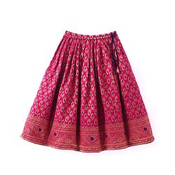 Babyhug Short Sleeves Floral Embroidered Pattu Pavada Lehenga Choli Set With Dupatta - Fuschia