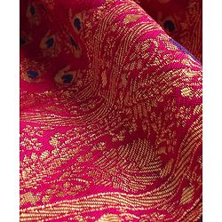 Babyhug Short Sleeves Floral Embroidered Pattu Pavada Lehenga Choli Set With Dupatta - Fuschia