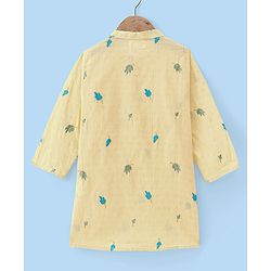 Babyhug Cotton Woven Cambric Full Sleeves Embroidered Kurta Pyjama Set - Yellow