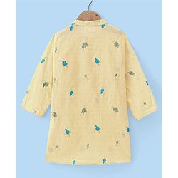 Babyhug Cotton Woven Cambric Full Sleeves Embroidered Kurta Pyjama Set - Yellow
