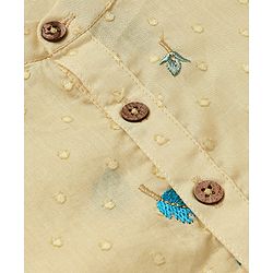 Babyhug Cotton Woven Cambric Full Sleeves Embroidered Kurta Pyjama Set - Yellow
