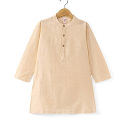 Babyhug Woven Full Sleeves Kurta Dhoti Set with Printed Jacket - Peach