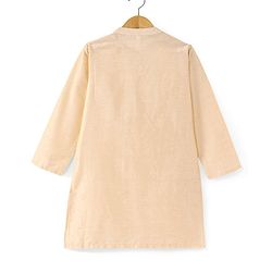 Babyhug Woven Full Sleeves Kurta Dhoti Set with Printed Jacket - Peach