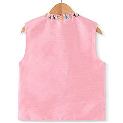 Babyhug Woven Full Sleeves Kurta &  Pyjama Set With Embroidered Waistcoat - Pink