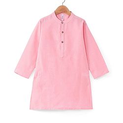 Babyhug Woven Full Sleeves Kurta &  Pyjama Set With Embroidered Waistcoat - Pink