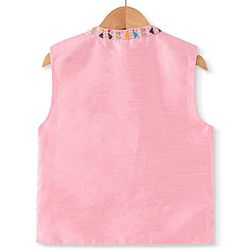 Babyhug Woven Full Sleeves Kurta &  Pyjama Set With Embroidered Waistcoat - Pink