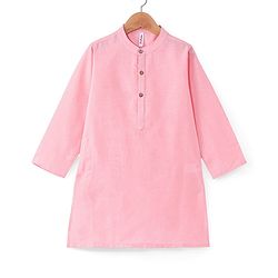 Babyhug Woven Full Sleeves Kurta &  Pyjama Set With Embroidered Waistcoat - Pink