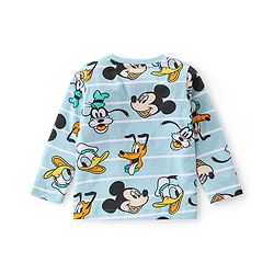 Babyhug Disney Cotton Knit Full Sleeves Night Suit with Mickey Mouse Graphics - Blue & White