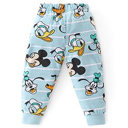 Babyhug Disney Cotton Knit Full Sleeves Night Suit with Mickey Mouse Graphics - Blue & White