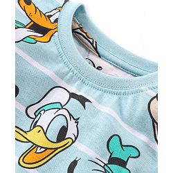 Babyhug Disney Cotton Knit Full Sleeves Night Suit with Mickey Mouse Graphics - Blue & White