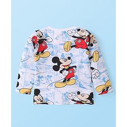 Babyhug Disney Cotton Knit Full Sleeves Night Suit with Mickey Mouse Graphics - White