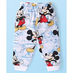 Babyhug Disney Cotton Knit Full Sleeves Night Suit with Mickey Mouse Graphics - White