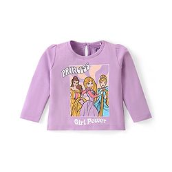 Babyhug Disney Single Jersey Full Sleeves Night Suit with Princess & Floral Print - Purple