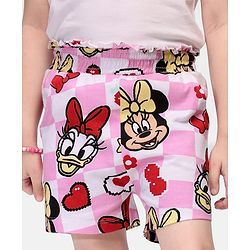 Babyhug Disney Cotton Woven Mid Thigh Shorts with Minnie Mouse Print - Multicolour