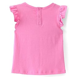 Babyhug Disney Interlock Knit Frock with Frill Sleeves T-Shirt Disney Princess Graphics - Pink & Blue