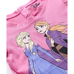 Babyhug Disney Interlock Knit Frock with Frill Sleeves T-Shirt Disney Princess Graphics - Pink & Blue