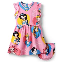 Babyhug Disney Interlock Knit Sleeveless Frock & Bloomer with Disney Princess  Print - Pink
