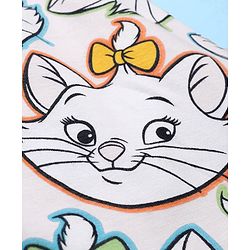 Babyhug Disney Cotton Interlock Frill Sleeves Frock with Aristocat Marie  Print - White