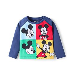Babyhug Disney Single Jersey Knit Full Sleeves Night Suits with Mickey Mouse Graphics Pack of 2 - Navy Blue
