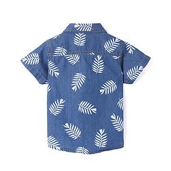 Babyhug Denim Half Sleeves Shirt Leaf Print - Blue