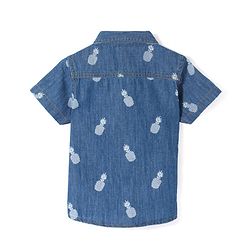 Babyhug Denim Half Sleeves Shirt Pineapple Print - Blue