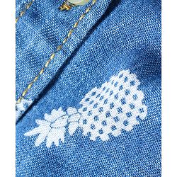 Babyhug Denim Half Sleeves Shirt Pineapple Print - Blue