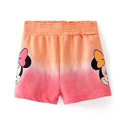 Babyhug Disney Cotton Knit Minnie Mouse Printed & Smock Detailed Above Knee Length Shorts - Multicolor