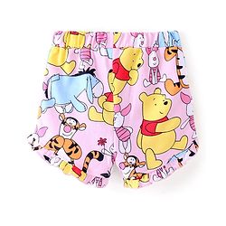 Babyhug Disney Knit Above Knee Length Shorts with Winnie the Pooh Graphics and Frills Detailing- Pink