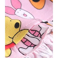 Babyhug Disney Knit Above Knee Length Shorts with Winnie the Pooh Graphics and Frills Detailing- Pink