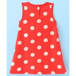 Babyhug Disney Single Jersey Knit Half Sleeves Top With Frocks Minnie Mouse Graphics and Frill Detailing- Red & White