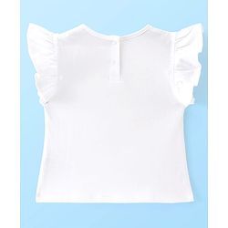 Babyhug Disney Single Jersey Knit Half Sleeves Top With Frocks Minnie Mouse Graphics and Frill Detailing- Red & White