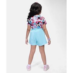 Babyhug Disney Cotton Knit Half Sleeves T-Shirt & Shorts Set With Minnie Mouse Graphics - Multicolor