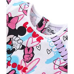 Babyhug Disney Cotton Knit Half Sleeves T-Shirt & Shorts Set With Minnie Mouse Graphics - Multicolor