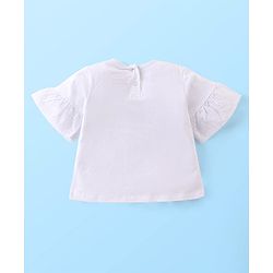 Babyhug Disney Cotton Knit Bell Sleeves Top & Mid Length Skirt Set With Minnie Mouse Graphics - White Black & Blue