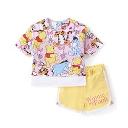 Babyhug Disney Single Jersey Knit Half Sleeves T-Shirt & Shorts Set With Winnie The Pooh Print - Multicolor