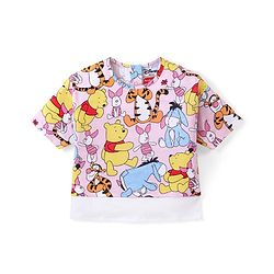 Babyhug Disney Single Jersey Knit Half Sleeves T-Shirt & Shorts Set With Winnie The Pooh Print - Multicolor