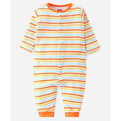 Babyhug 100% Cotton Knit Full Sleeves Striped & Animal Printed Rompers Pack of 2 - Multicolour