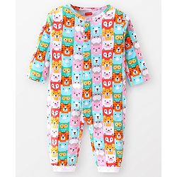 Babyhug 100% Cotton Knit Full Sleeves Striped & Animal Printed Rompers Pack of 2 - Multicolour