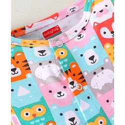 Babyhug 100% Cotton Knit Full Sleeves Striped & Animal Printed Rompers Pack of 2 - Multicolour