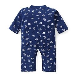 Babyhug 100% Cotton Knit Full Sleeves Rugby Printed Rompers Pack of 2 - Multicolour