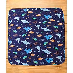 Babyhug Interlock Hooded Wrappers With Dolphin Print L 76.2 x B 76.2 cm - Blue