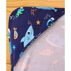Babyhug Interlock Hooded Wrappers With Dolphin Print L 76.2 x B 76.2 cm - Blue