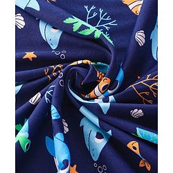 Babyhug Interlock Hooded Wrappers With Dolphin Print L 76.2 x B 76.2 cm - Blue