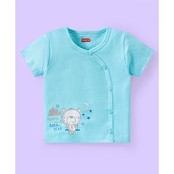 Babyhug 100% Cotton Half Sleeves Antibacterial Front Open Vest Teddy Print Pack of 3 - Multicolour