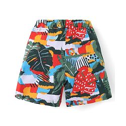 Babyhug Cotton Knit Half Sleeves Shirt & Shorts Set With Tropical Print - Multicolor